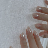 Zjkrl - 24PCS/box Mid-length  stiletto nail tips Gradients wear full cover paragraph fashion Manicure patch false fingernails for girls