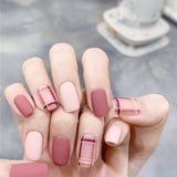 Zjkrl - 24Pcs/Box Gradient Color Artifical Press On Nails With Glue Long Coffin Fake Nails Lovely Girls Nail Art Ballerina False Nails