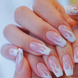 Zjkrl - 24Pcs/Set Press On Fake Nails Green Wearing Reusable False Nails Art Girls Ballerina Coffin Nail With Glue Full Cover Artificial