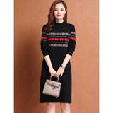 Zjkrl - 2023 New Fashion Wool Knitted Dress Women&#39;s Autumn And Winter Temperament Fashion Long Sleeve Loose Tight Casual Party Dress