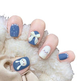 Zjkrl - 24Pcs/Set Press On Fake Nails Green Wearing Reusable False Nails Art Girls Ballerina Coffin Nail With Glue Full Cover Artificial