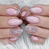 Zjkrl - 24pcs Long Stiletto False Nails wave Peals decorated Wearable French Fake Nails Press On Nails Leopard print Almond Manicure Tip