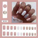 Zjkrl - 24pcs False Nails Tips with Glitter Design Press on Stick-on Nail Tips for Women and Girls