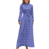 Zjkrl - Ethnic Bohemia Dress Retro Floral Print Basic Beach Dresses Female Long Sleeve High Neck Elegant Long Maxi Dress