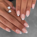 Zjkrl - 24Pcs Detachable Almond False Nails with Pearl Decoration Elegant Designs French Fake Nails Full Nail Art Tips Press On Nails