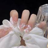Zjkrl - 24pcs Ballet False Nail Full Cover Fake Nail Butterfly Love Nails Tip French Coffin Nails Press on Nails