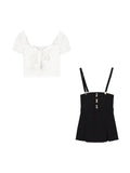 Zjkrl - 2023 Summer Black Bodycon Dress Women Even Party Y2k Min Dress Korean Fashion 2 Piece Dress Sets Fashion Suits Chic Y2k Crop Top