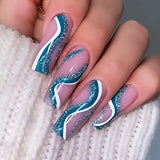 Zjkrl - Fashionable Butterfly Flower False Nails Long Detachable French Nail Tips for Girl Fake Nails Press on Acrylic Nails