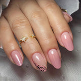 Zjkrl - 24pcs Long Stiletto False Nails wave Peals decorated Wearable French Fake Nails Press On Nails Leopard print Almond Manicure Tip