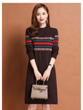 Zjkrl - 2023 New Fashion Wool Knitted Dress Women&#39;s Autumn And Winter Temperament Fashion Long Sleeve Loose Tight Casual Party Dress