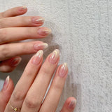 Zjkrl - 24PCS/box Mid-length  stiletto nail tips Gradients wear full cover paragraph fashion Manicure patch false fingernails for girls