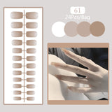 Zjkrl - 24pcs Sweet Summer Fake Nails Patches Pink Glitter Nude Press on Nails Women Wearable Nail Art Stickers Full Finished False Nail