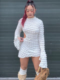 Zjkrl Cut Out Long Sleeve Dress Women Y2K Mini Bodycon Bandage White Dress Fall Winter Stunning Stacked Streetwear Turtleneck Dress