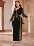 Winter Party Dresses For Women Women Plus Size Large Maxi Dresses Autumn Winter Long Sleeve Chic Elegant Muslim Turkish Party Evening Robe Clothing
