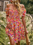 Zjkrl - Fashion Ladies Short Sleeve Casual Beach Dresses For Women 2023 Floral Casual Mini Summer Boho Woman Dress Elegant Clothes Robe