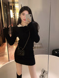 Zjkrl - Autumn Kawaii Knitted Two Piece Set Women Casual Bow Sweet Mini Skirt Suit Female Korean Fashion Warm Elegant Sweater Set