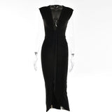 Zjkrl - Elegant Pleated Casual Bodycon Long Dress Autumn Winter Women Slim Evening Party Robe Sexy Bandage Ladies Dress