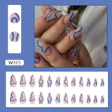 Zjkrl - 24pcs False Nails Tips with Glitter Design Press on Stick-on Nail Tips for Women and Girls