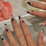 Zjkrl - 24Pcs Detachable Almond False Nails with Pearl Decoration Elegant Designs French Fake Nails Full Nail Art Tips Press On Nails