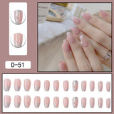 Zjkrl - 24Pcs/Set Press On Fake Nails Green Wearing Reusable False Nails Art Girls Ballerina Coffin Nail With Glue Full Cover Artificial