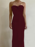 Zjkrl Strapless Knit Maxi Dresses For Women Summer Beach Party Bodycon Dress Off-Shoulder Twist Knitting Evening Backless Dress