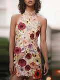 Zjkrl Embroidery Slim Backless Mini Dress Spring Summer Women Fashion Sleeveless Short Dresses 2023 Elegant Lady Chic Party Vestidos