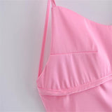 Zjkrl - 2023 New Women Hollow Design Silk Satin Texture Midi Suspender Dress Summer Sexy Revealing Back Slit Slim Pink Dress
