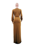 Zjkrl - Elegant Evening Dresses Long Patry Gown Sexy Deep V Long Sleeve Mermaid Bodycon Split Maxi Robe Femme