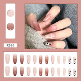 Zjkrl - 24Pcs/Box Charming Pink Flame Short Ballet Wearable Fake Nails press on Square Head Full Cover Detachable Finished Fingernails