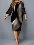 Zjkrl - Elegant Dresses For Women Oversized Formal Party Midi Dress Hollow Out Three Quarter O-Neck Sexy Bodycon Spring Evening Vestidos