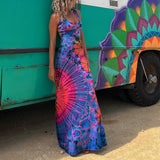 Zjkrl - 2023 Casual Summer Women Dress DIY Wearing Tie Dyeing Printing Fashion Sleeveless Dresses Sundress Beach Style Dresses
