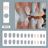Zjkrl - 24pcs False Nails Tips with Glitter Design Press on Stick-on Nail Tips for Women and Girls