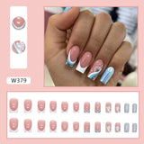 Zjkrl - 24pcs False Nails Tips with Glitter Design Press on Stick-on Nail Tips for Women and Girls