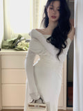 Summer Spring New Elegant Long Sleeve Off Shoulder Dress Women Sexy Party Lady Fashion Clothing