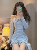 Zjkrl Bodycon Wrap Sexy Dress Women Korean Style Design Kawaii Ruffles Lolita Short Dresses Lace Robe Female Autumn