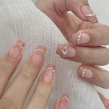 Zjkrl - 24 Pcs Pink Fake Nails Press on Nail Designs Art Long Tips False Forms with Glue Stick Stickers Reusable Set Acrylic Artificial