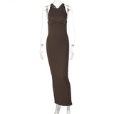 Zjkrl Ribbed Solid Hollow Out Backless Sleeveless Sexy Slit Mini Dress Bodycon 2023 Summer Women Outfits Elegant Party Y2K