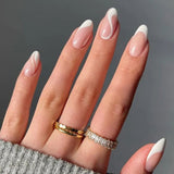 Zjkrl - 24Pcs Detachable Almond False Nails with Pearl Decoration Elegant Designs French Fake Nails Full Nail Art Tips Press On Nails