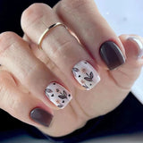 Zjkrl - 24 Pcs Short Square French Fake Nail Press On False Nail tips With Stick-on nails Designs Set Full Cover Nail art Accessories