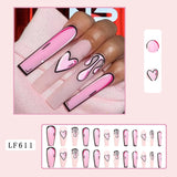 Zjkrl - Fashionable Butterfly Flower False Nails Long Detachable French Nail Tips for Girl Fake Nails Press on Acrylic Nails