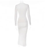 Zjkrl - Elegant Pleated Casual Bodycon Long Dress Autumn Winter Women Slim Evening Party Robe Sexy Bandage Ladies Dress