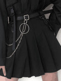 Zjkrl - Black Gothic Skirt Pleated Chain Punk Two-piece Suit Loose Long Sleeve Shirt Women Streetwear Harajuku Jk Uniform