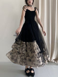 Zjkrl - French Vintage Black Strap Dress Gothic Casual Summer Sleeveless Sexy Retro Midi Dress Slim Korean Style Party Dress Woman
