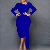 Zjkrl Elegant Dresses for Women Office Dress Lady Solid High Waisted Sheath Mid Calf Formal Business Work Wear Dress Midi Vestidos Hot