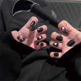 Zjkrl - 24pcs/box Fake French y2k Nails Press On Long Stiletto Almond Shape Wearable False Nails With Stars Designs Full Cover Nail Tips
