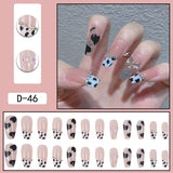 Zjkrl - 24Pcs/Set Press On Fake Nails Green Wearing Reusable False Nails Art Girls Ballerina Coffin Nail With Glue Full Cover Artificial