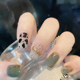 Zjkrl - 24Pcs/Box Gradient Color Artifical Press On Nails With Glue Long Coffin Fake Nails Lovely Girls Nail Art Ballerina False Nails