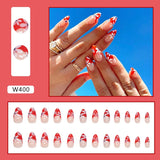 Zjkrl - 24pcs False Nails Tips with Glitter Design Press on Stick-on Nail Tips for Women and Girls