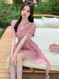 Zjkrl - Elegant Sexy Sweet Dress Women Summer Bandage Party Mini Dresses Casual Beach High Waist Korean Fashion Dress Female 2023 New