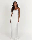 White Holiday Long Woman Clothes Straps Straight Prom Dress with Large Open Back Lace Up Three-Dimensional Flower Dresses